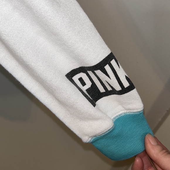 Victoria’s Secret PINK Hoodie – Turquoise & White Stripes, EUC - Picture 3 of 8